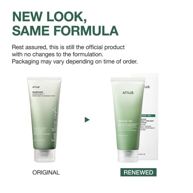 anua heartleaf quercetinol pore deep heartleaf + bha cleansing foam, 150ml (new look)