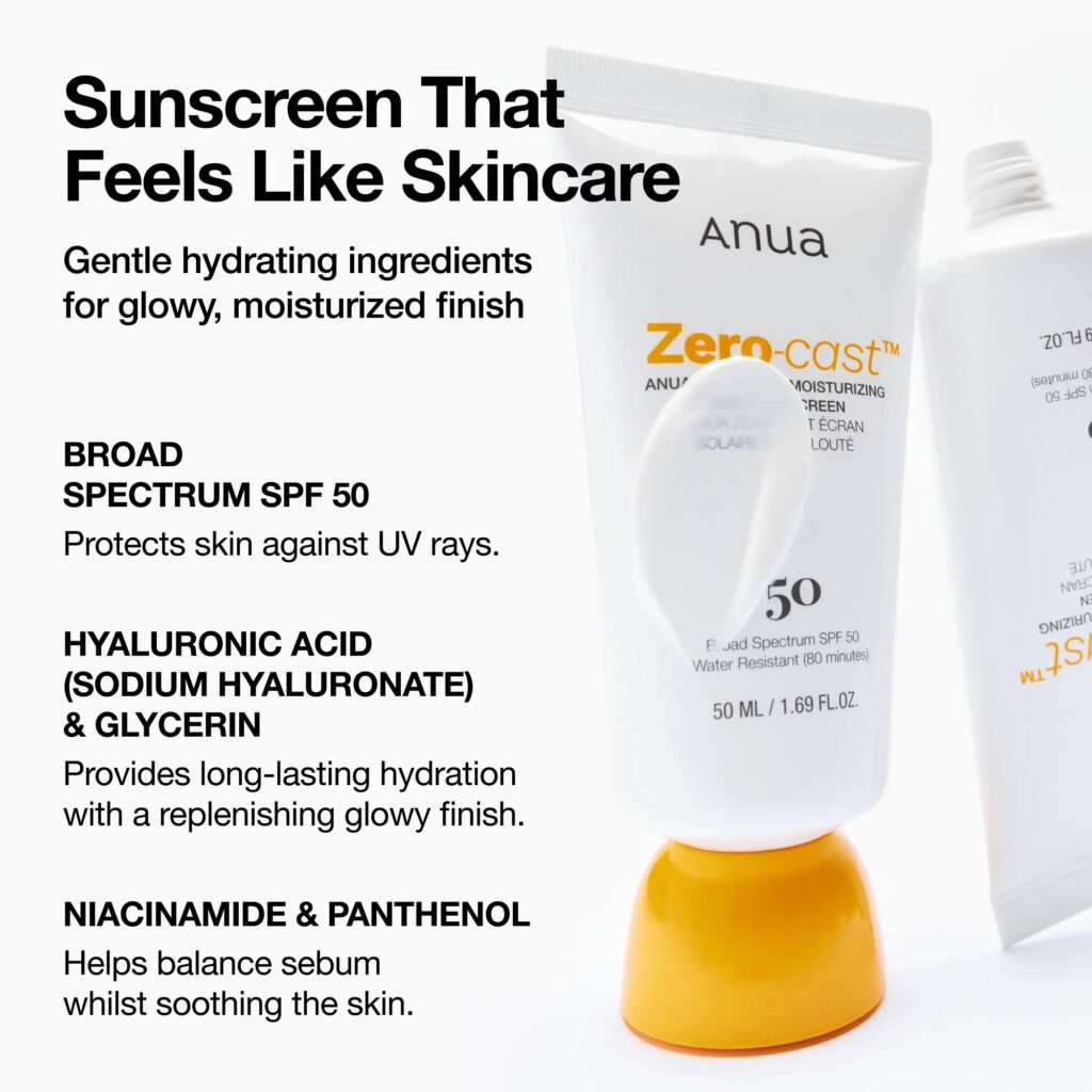 anua us sunscreen 50 ml zero cast moisturizing finish sunscreen 1161173255